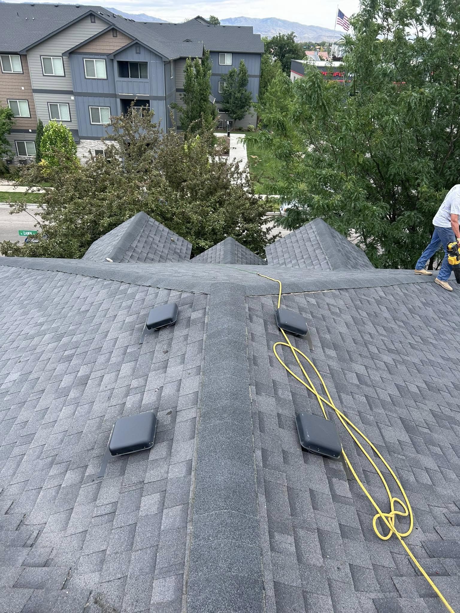 closeup of a roof under construction